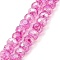 Spray Painted Imitation Jade Glass Beads Strands, AB Color Plated, Faceted, Round, Hot Pink, 4x3.5mm, Hole: 1mm, about 135pcs/strand, 18.90''(48cm)