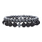 Round Natural Lave Rock & Synthetic Non-magnetic Hematite Beaded Stretch Bracelet Sets, Cross Stackable Bracelets for Men