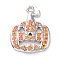 Eco-friendly Brass Micro Pave Dark Orange Cubic Zirconia Pendants, Cadmium Free & Lead Free, Long-Lasting Plated, Pumpkin, Platinum, 18.5x14x2.7mm, Hole: 1.2mm