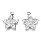 Non-Tarnish 304 Stainless Steel Pendants, Flower Charm, Stainless Steel Color, 21.5x18.5x2mm, Hole: 2.5mm