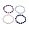 Natural Gemstone Round Beaded Stretch Bracelets for Women, wiht CCB Plastic Beads, Inner Diameter: 2 inch(5.1cm)