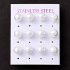 6 Pair Shell Pearl Round Ball Stud Earrings EJEW-A067-18A-G-3