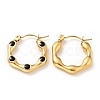 Ion Plating(IP) 304 Stainless Steel Hexagon Hoop Earrings with Enamel for Women EJEW-G293-17D-G-2