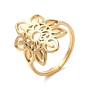 Ion Plating(IP) 304 Stainless Steel Hollow Flower Adjustable Ring for Women RJEW-M149-09G-3