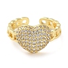 Rack Plating Brass Micro Pave Cubic Zirconia Open Cuff Rings RJEW-K266-08B-G-2