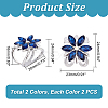   4Pcs 2 Colors Glass Flower Scarf Buckle Ring AJEW-PH0004-23-2