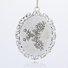 Antique Silver Plated Alloy Glass Oval Big Pendants GLAA-N0009-02-1