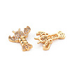 Rack Plating Brass Micro Pave Clear Cubic Zirconia Pendants KK-T060-44-RS-3