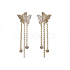 304 Stainless Steel Cable Chain Tassel Earrings EJEW-O098-07G-2