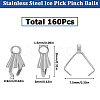 SUNNYCLUE 160Pcs Stainless Steel Ice Pick Pinch Bails STAS-SC0005-71-2