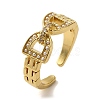 Rack Plating Arch Buckle Brass Micro Pave Clear Cubic Zirconia Open Cuff Rings RJEW-H235-03G-1