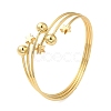 Rack Plating Brass Star with Round Ball Cuff Bangle for Women BJEW-M298-12G-3