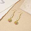 Shell Pearl with Enamel Lemon Dangle Earrings EJEW-TA00071-3