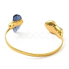 Natural Kyanite & Quartz & Pearl Irregular Open Cuff Bangle BJEW-G637-02G-3