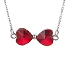 FireBrick Bowknot Glass Pendant Necklaces NJEW-TA00151-1