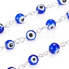 3.28 Feet Handmade Evil Eye Lampwork Round Beaded Chains X-CHC-G009-B-S05-2