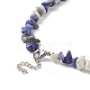 Natural Sodalite Chip Beaded Necklaces with 304 Stainless Steel Lobster Claw Clasp & Chain Extender NJEW-JN04225-02-3