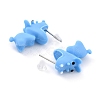 Cute Hippo Resin Stud Earrings EJEW-K089-04P-2