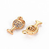 Brass Micro Pave Clear Cubic Zirconia Charms X-KK-S360-131-NF-2