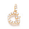 Golden Plated Brass Micro Pave Clear Cubic Zirconia Pendants ZIRC-L093-01G-1