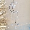 Natural Quartz Crystal Chip Wrapped Moon with Butterfly Hanging Ornaments PW-WG67734-04-1