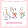 3Pcs 3 Colors Shell Starfish in Heart & Tassel Charm Acrylic Keychain HJEW-GO0001-01-2