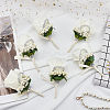 Cloth Rose Flower Boutonniere Brooch with Rhinestone AJEW-WH0258-294C-7