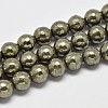 Natural Pyrite Round Beads Strands G-F197-07-10mm-1