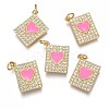 Brass Micro Pave Clear Cubic Zirconia Pendants ZIRC-B002-30G-2