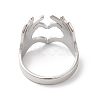 Non-Tarnish 304 Stainless Steel Hand Heart Open Cuff Ring for Women RJEW-K245-45P-2