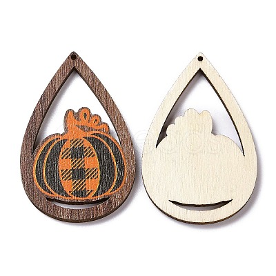 Halloween Theme Single Face Printed Aspen Wood Big Pendants WOOD-G015-05H-1