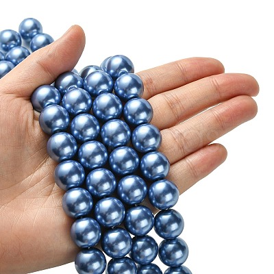 Eco-Friendly Glass Pearl Beads Strands HY-A008-14mm-RB015-1