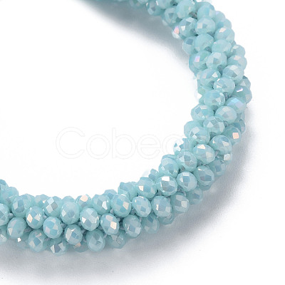 AB Color Plated Faceted Opaque Glass Beads Stretch Bracelets BJEW-S144-003D-1