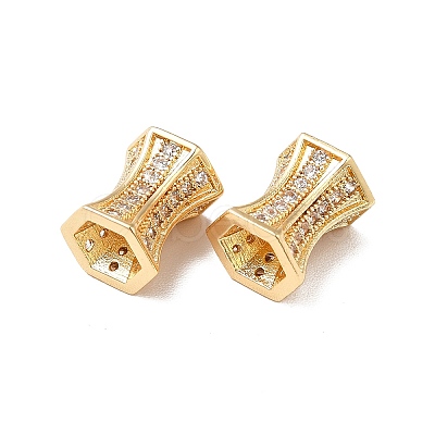 Brass Micro Pave Cubic Zirconia Beads KK-M233-49G-1