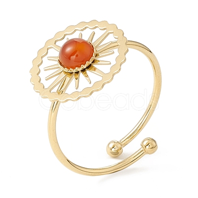 Ion Plating(IP) Gemstone Sun Open Cuff Ring STAS-E125-02G-1