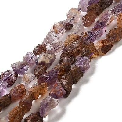 Raw Rough Natural Purple Lodolite Quartz/Purple Phantom Quartz Beads Strands G-I283-G06-01-1