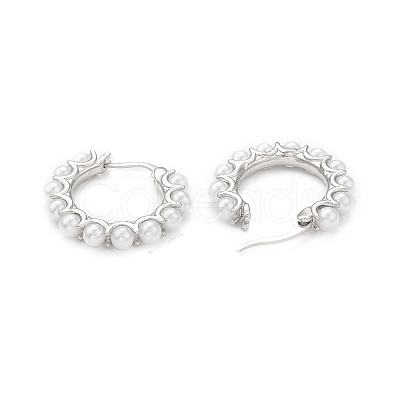 Plastic Imitation Pearl Beaded Hoop Earrings EJEW-G340-01P-1