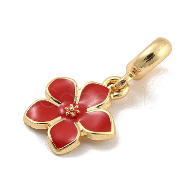 Rack Plating Alloy Enamel Flower European Dangle Charms FIND-B034-55G-08-1