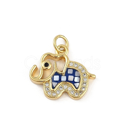 Rack Plating Brass Micro Pave Clear Cubic Zirconia Pendants KK-U032-25G-02-1