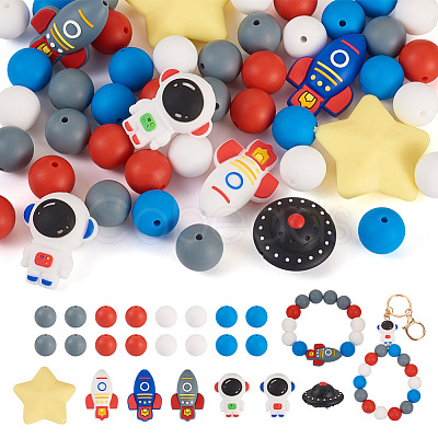 Pandahall 48Pcs 11 Style Silicone Beads SIL-TA0001-41-1