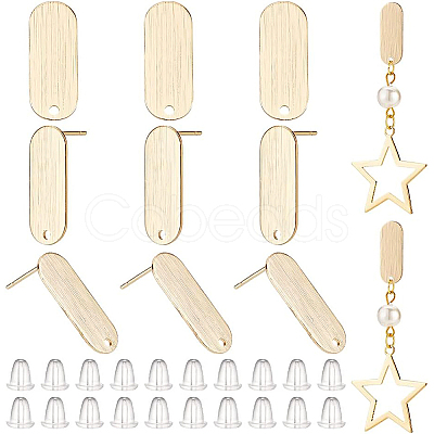 BENECREAT 16Pcs Brass Stud Earring Findings KK-BC0009-02-1