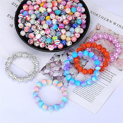 Printed Round with Ghost Pattern Silicone Focal Beads SI-JX0056A-128-1