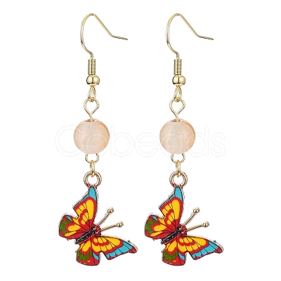 Alloy Enamel Butterfly Dangle Earrings EJEW-JE05448-1