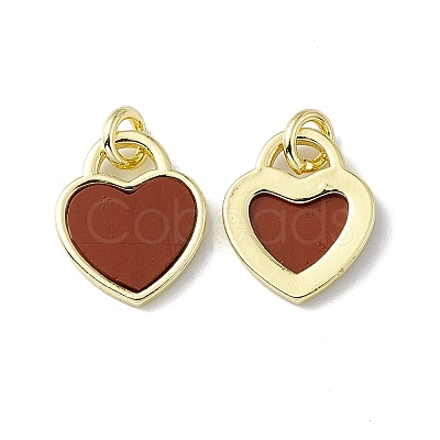 Natural Red Jasper Heart Charms G-G977-05G-01-1