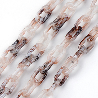 Two Tone Spray Painted Handmade Transparent Acrylic Cable Chains TACR-T022-01L-1