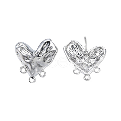 Brass Heart Stud Earring Findings KK-N232-440P-1