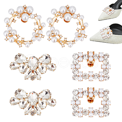 PandaHall Elite 6Pcs 3 Style Plastic Imitation Pearl Shoe Decoration AJEW-PH0004-51-1