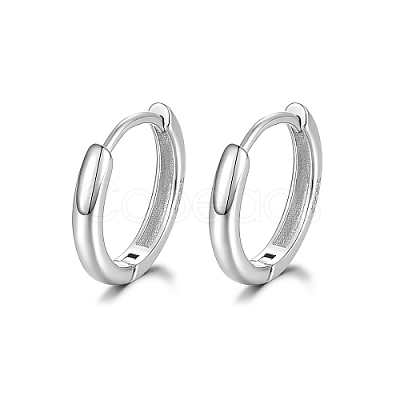 Anti-Tarnish Rhodium Plated 925 Sterling Silver Huggie Hoop Earrings PN7654-4-1