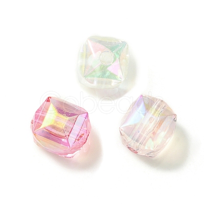 UV Plating Rainbow Iridescent Acrylic Beads OACR-K003-006-1