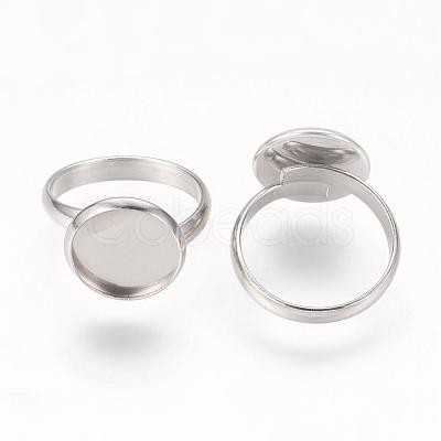 Tarnish Resistant Adjustable 304 Stainless Steel Finger Rings Components STAS-L193-P-12mm-1